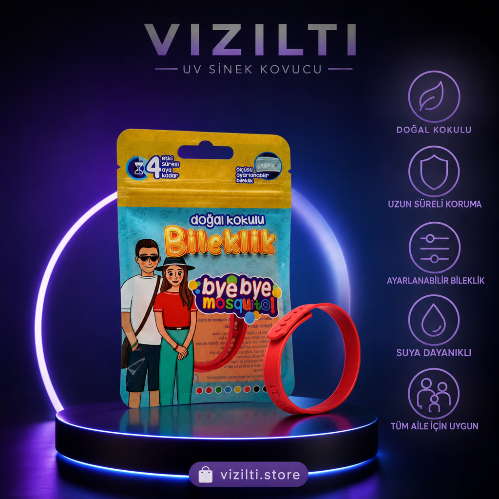 VIZILTI©- Mosquito Yeni Nesil Sivrisinek ve Kene Bilekliği Yetişkin/Çocuk