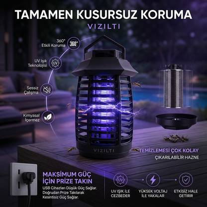 VIZILTI© v2 - UV LED Sinek Öldürücü Gece Lambası | Elektrikli Sivrisinek Böcek Tuzağı