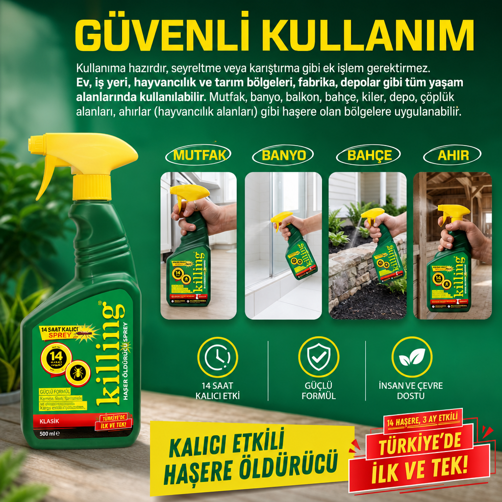 Böcek İlacı  3 Ay Etkili 14 Haşere Kesin Çözüm