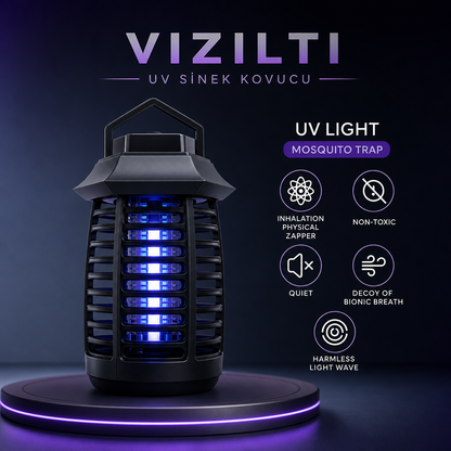 VIZILTI© v2 - UV LED Sinek Öldürücü Gece Lambası | Elektrikli Sivrisinek Böcek Tuzağı