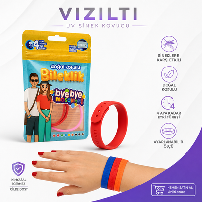 VIZILTI©- Mosquito Yeni Nesil Sivrisinek ve Kene Bilekliği Yetişkin/Çocuk
