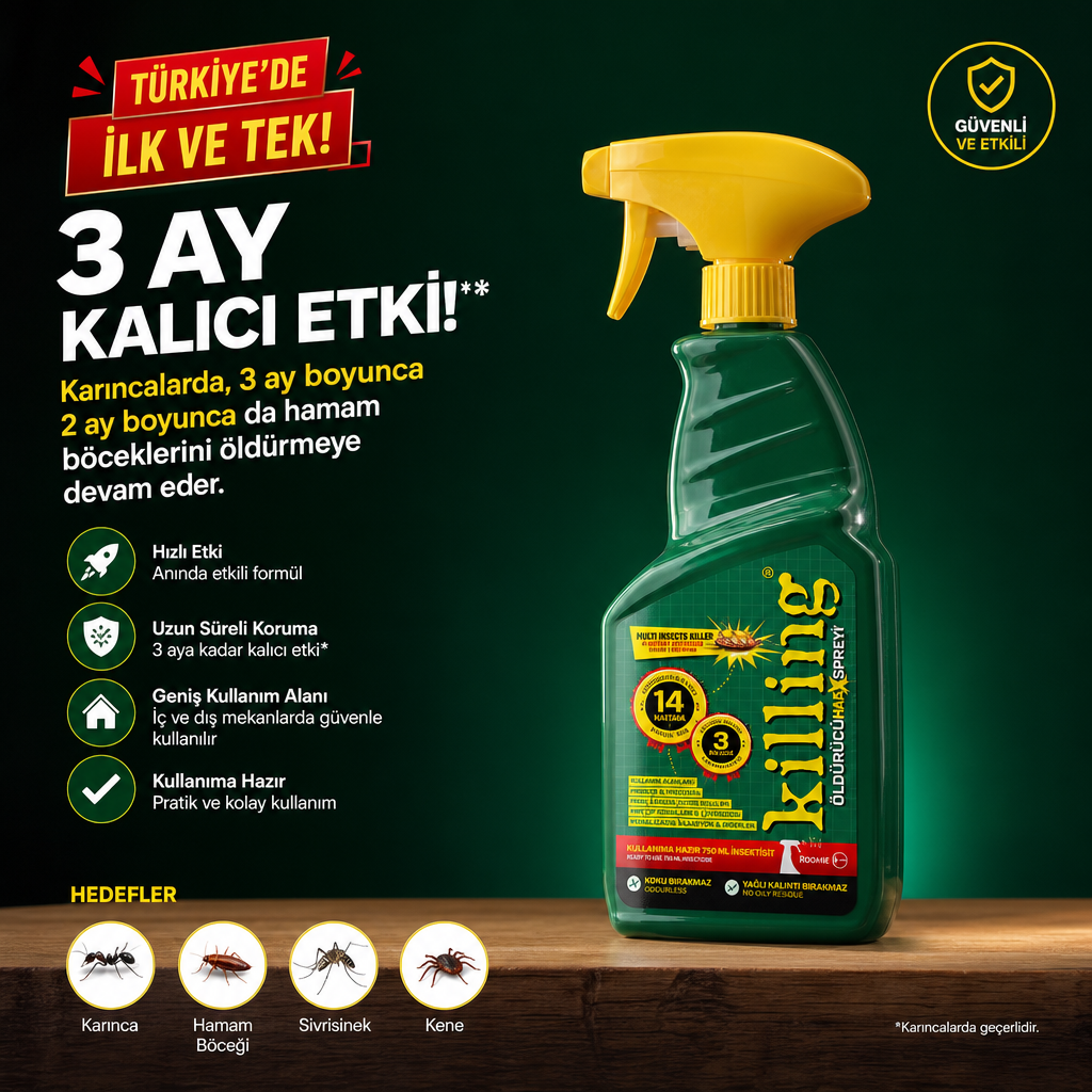 Böcek İlacı  3 Ay Etkili 14 Haşere Kesin Çözüm
