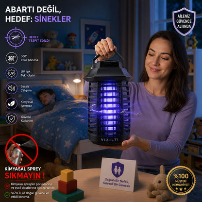 VIZILTI© v2 - UV LED Sinek Öldürücü Gece Lambası | Elektrikli Sivrisinek Böcek Tuzağı