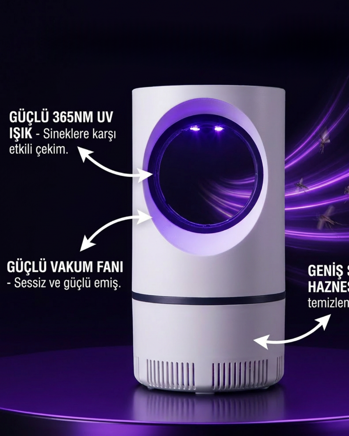 VIZILTI©- UV LED Sinek Öldürücü Gece Lambası | Elektrikli Sivrisinek Böcek Tuzağı